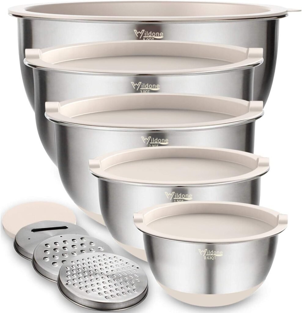 stainless steel mixing bowls with grips and lids premium kitchen essentials